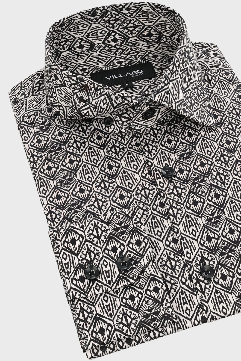 Czarna koszula męska wzór | Villaro