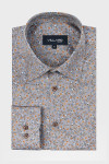 Szara koszula męska w pomarańczowe drobne kwiaty | Villaro