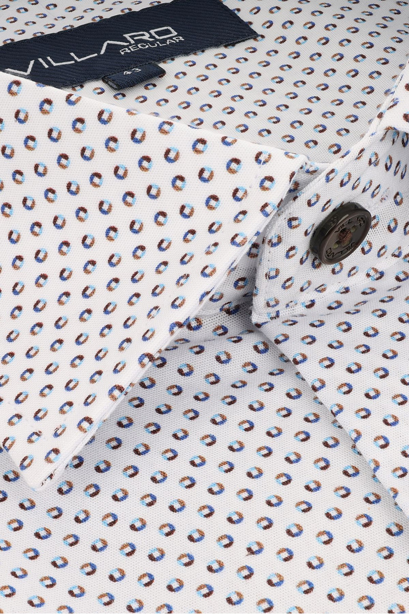 Koszula męska biała, drobny wzór, elegancka | Villaro
