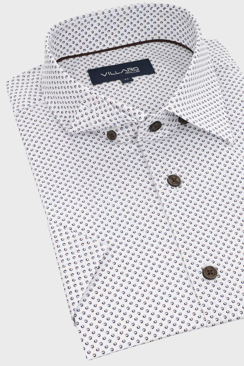 Męska biała koszula w drobny wzór | Villaro