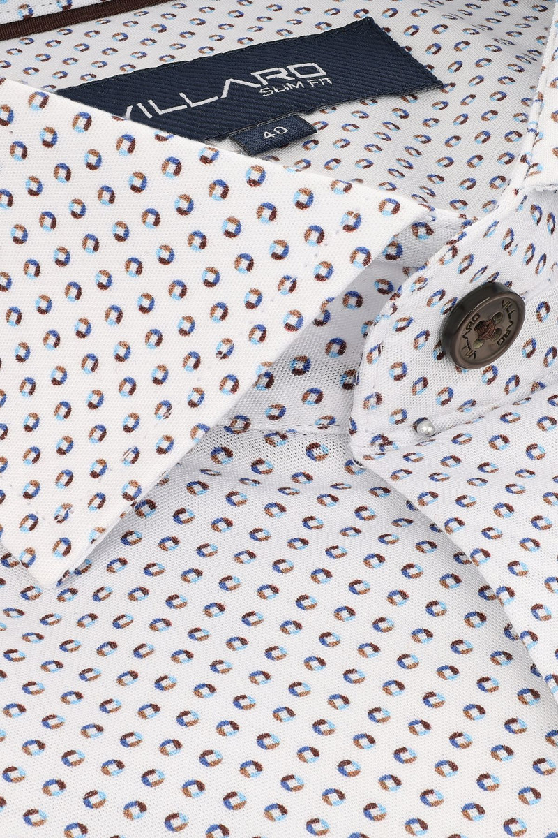 Męska biała koszula w drobny wzór | Villaro