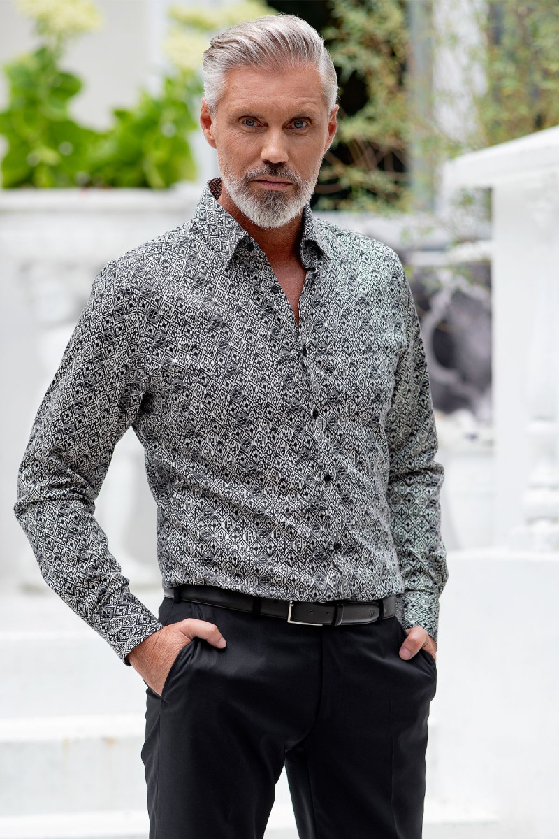 Czarna koszula męska wzór | Villaro