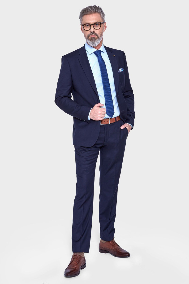 Granatowe spodnie męskie wizytowe | Villaro