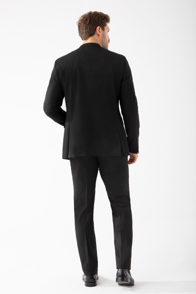 Czarne Spodnie Męskie Wizytowe Struktura