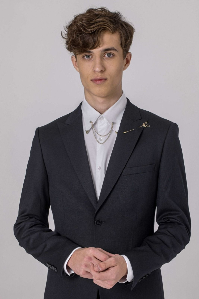 Granatowa marynarka męska struktura | Villaro