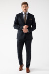 Granatowe spodnie męskie wizytowe struktura | Villaro