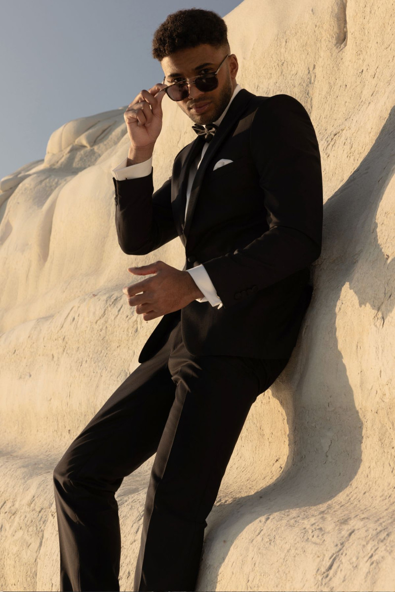 Czarny Smoking Męski