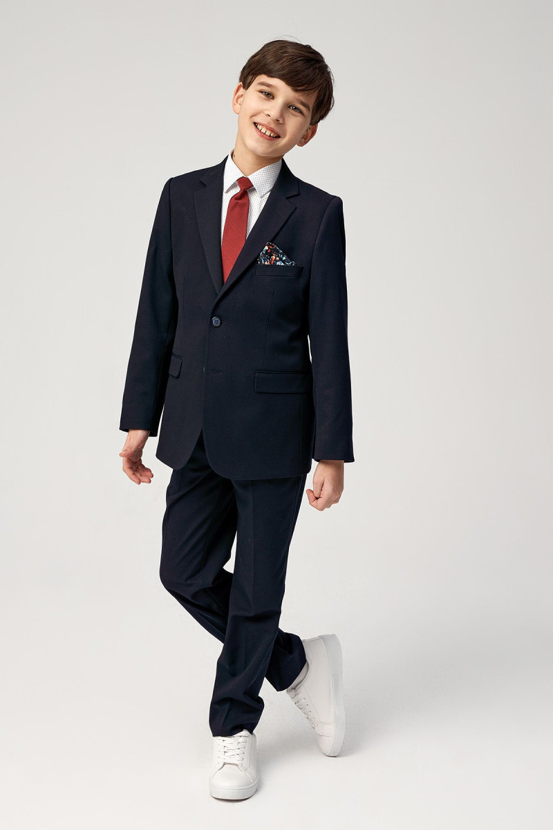 Granatowe Spodnie Chłopięce Wizytowe | Villaro