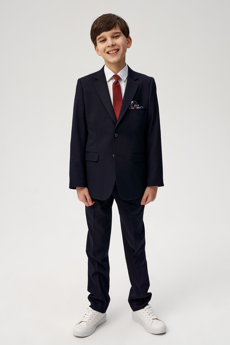 Granatowe Spodnie Chłopięce Wizytowe | Villaro
