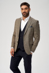 Beżowy garnitur męski wzór krata | Villaro