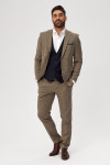 Beżowy garnitur męski wzór krata | Villaro
