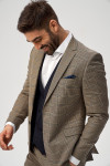 Beżowy garnitur męski wzór krata | Villaro