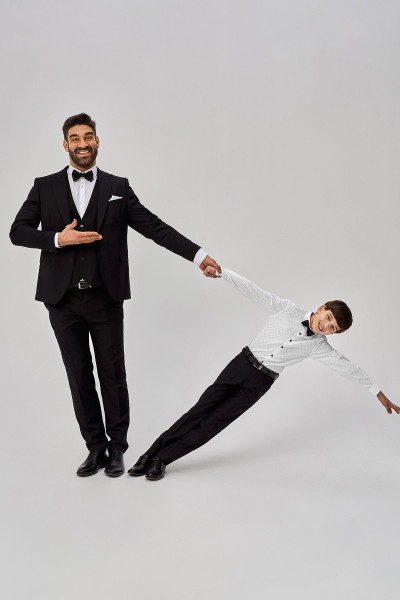 Czarne Spodnie Chłopięce Wizytowe