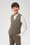 Beżowa kamizelka chłopięca wzór krata | Villaro