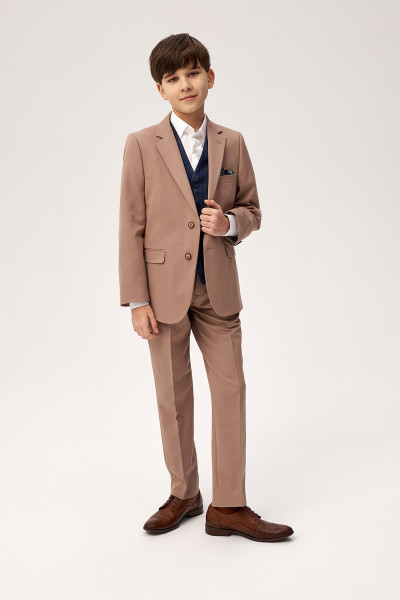 Beżowe Spodnie Chłopięce Wizytowe