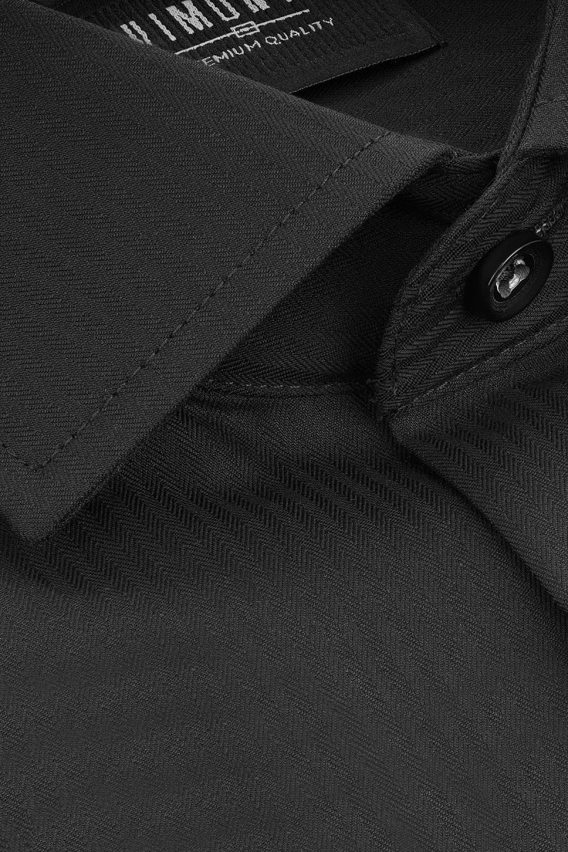 Czarna koszula męska wzór prążek | Villaro