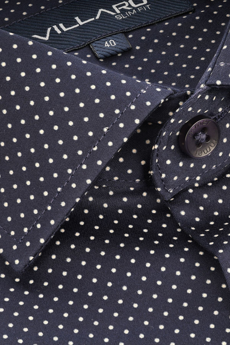 Granatowa koszula męska wzór kropki | Villaro