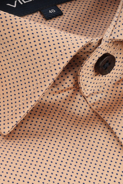 Beżowa Koszula Męska Wzór Kropki