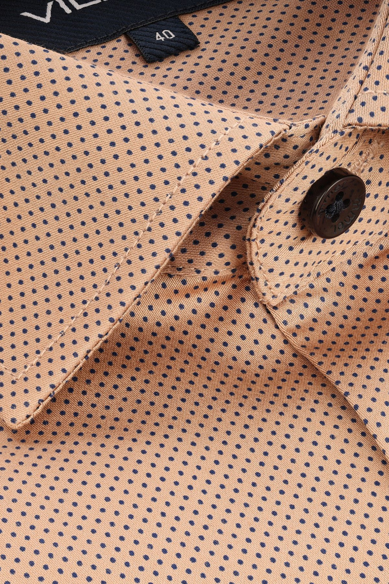 Beżowa koszula męska wzór kropki | Villaro