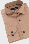 Beżowa koszula męska wzór kropki | Villaro