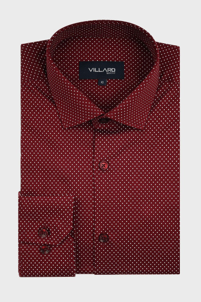Bordowa koszula męska wzór kropki | Villaro