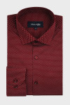 Bordowa koszula męska VILLARO z eleganckim wzorem kropek