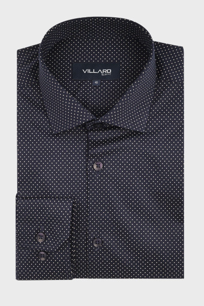 Granatowa koszula męska wzór kropki | Villaro