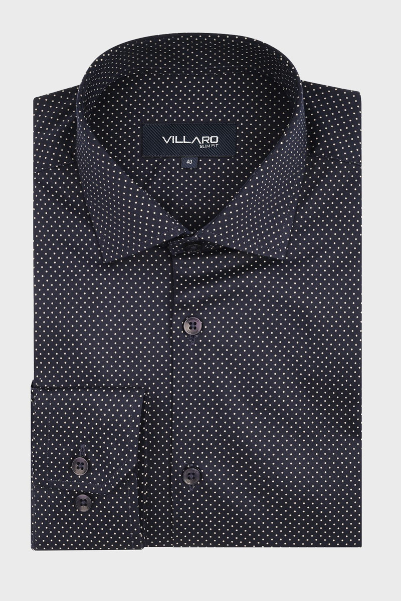 Granatowa koszula męska wzór kropki | Villaro