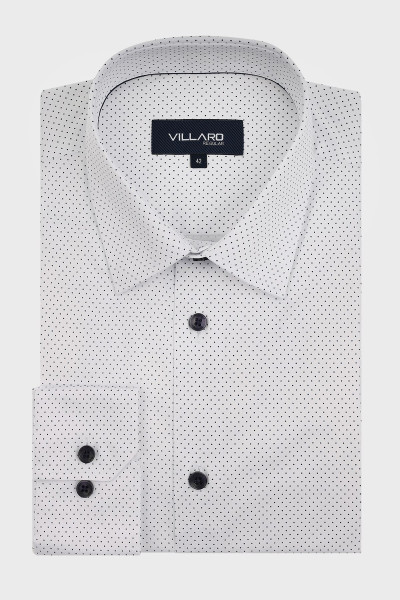 Biała koszula męska wzór kropki | Villaro