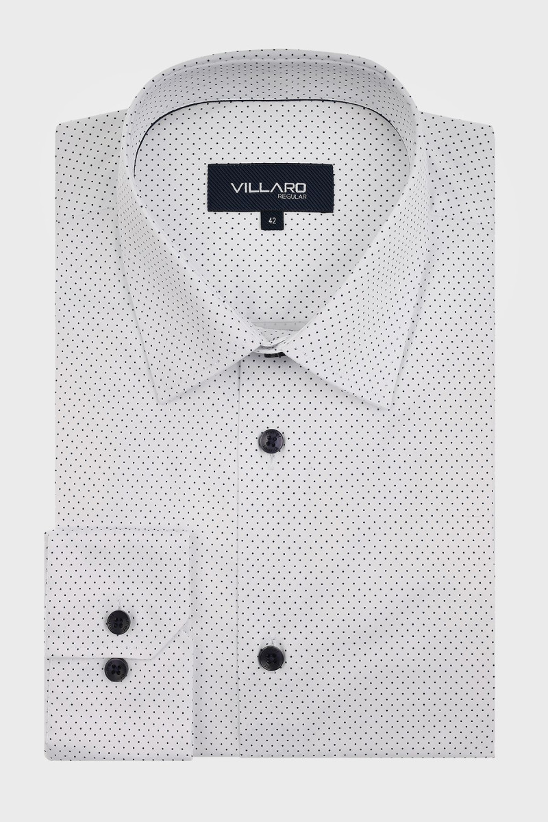 Biała koszula męska wzór kropki | Villaro
