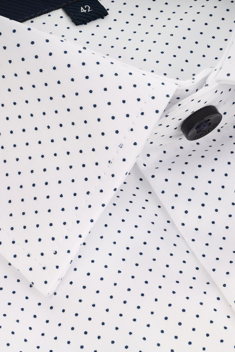 Biała koszula męska wzór kropki | Villaro