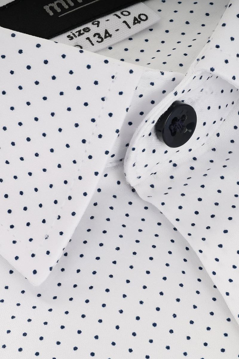 Biała koszula chłopięca wzór granatowe kropki | Villaro