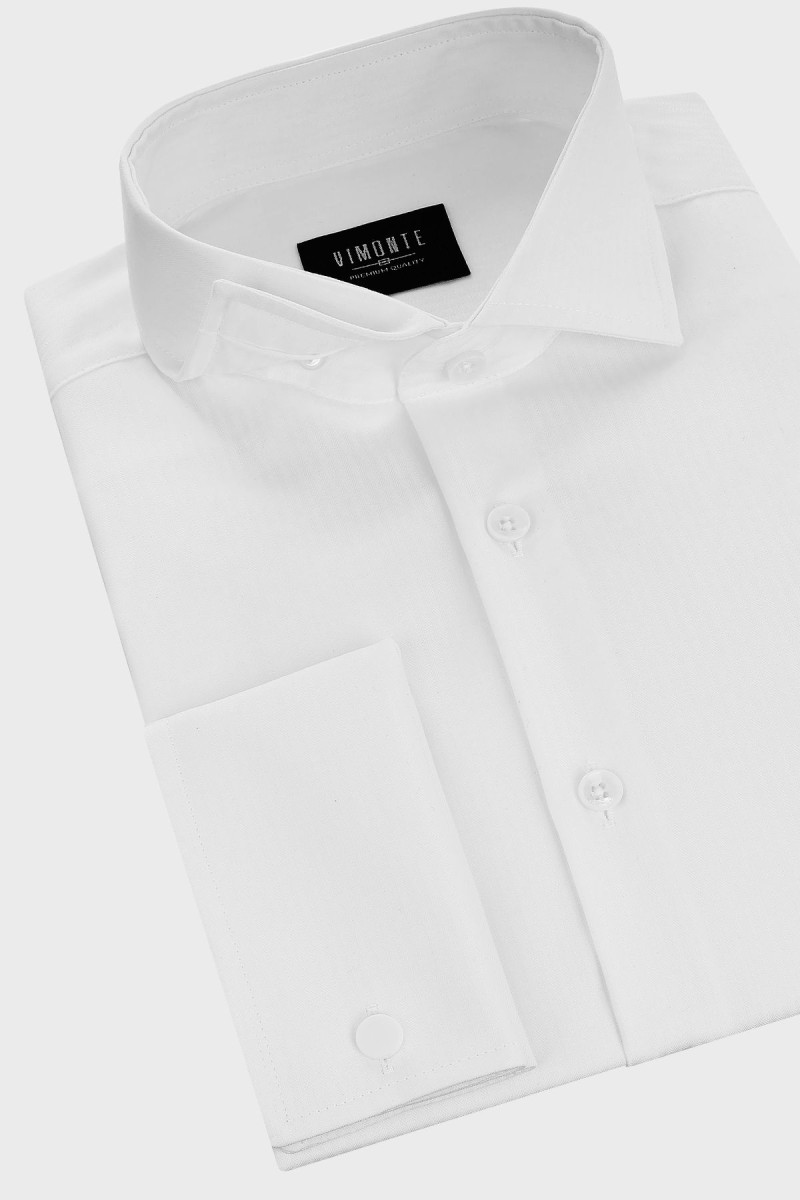 Biała koszula męska wzór prążek | Villaro