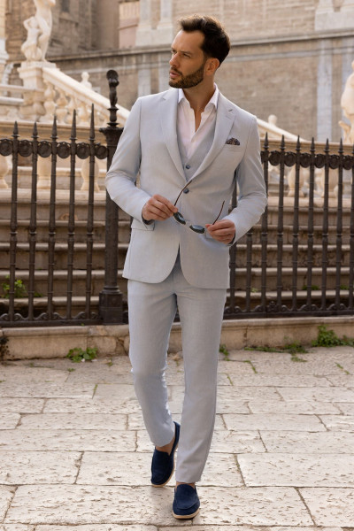 Niebieskie spodnie męskie eleganckie | Villaro