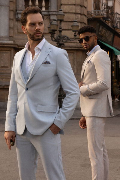 Beżowe Spodnie Męskie Wizytowe