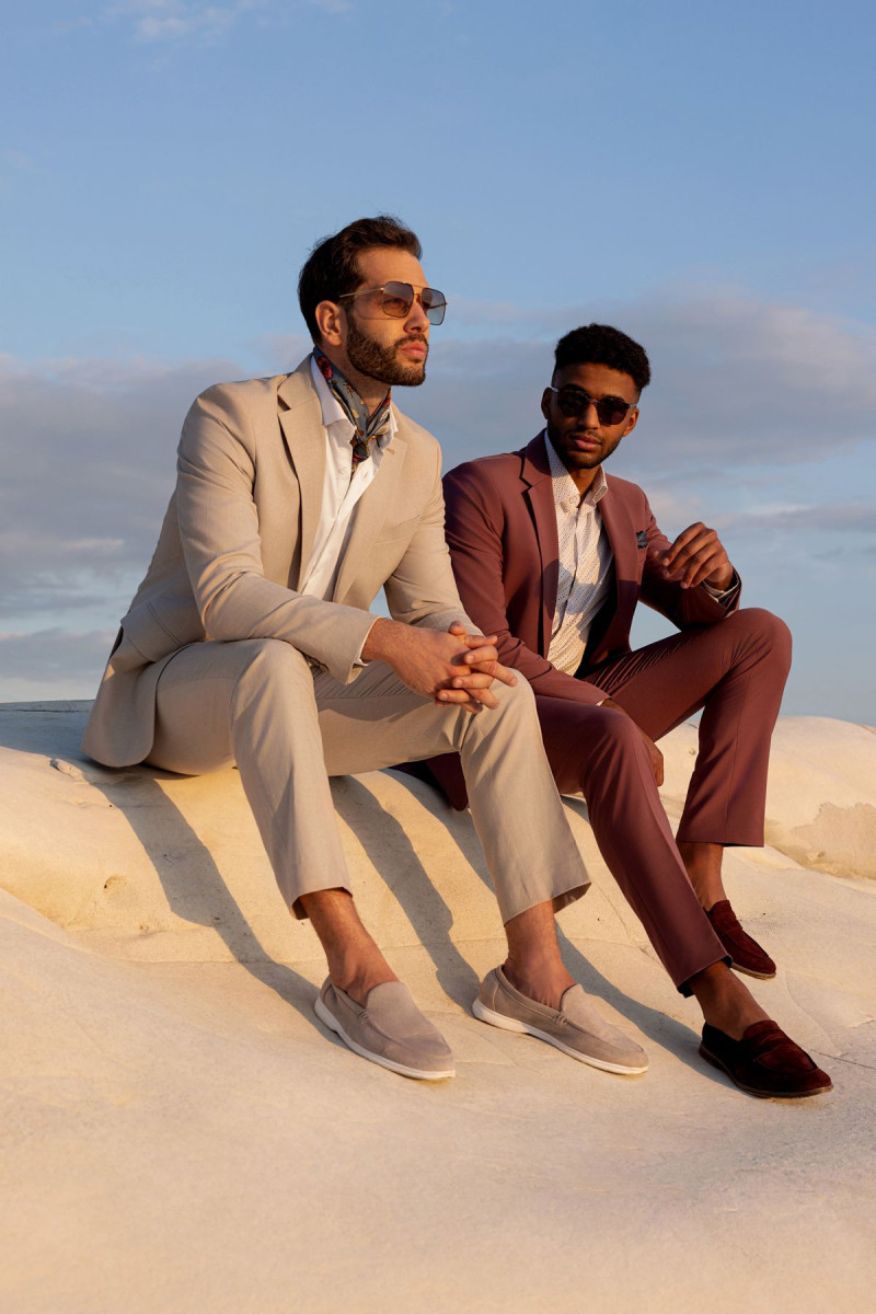 Beżowe spodnie męskie wizytowe len | Villaro