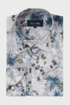 Szara koszula męska wzór roślinny | Villaro