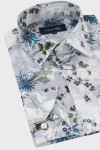 Szara koszula męska wzór roślinny | Villaro