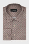 Beżowa koszula męska motyw geometryczny| Villaro