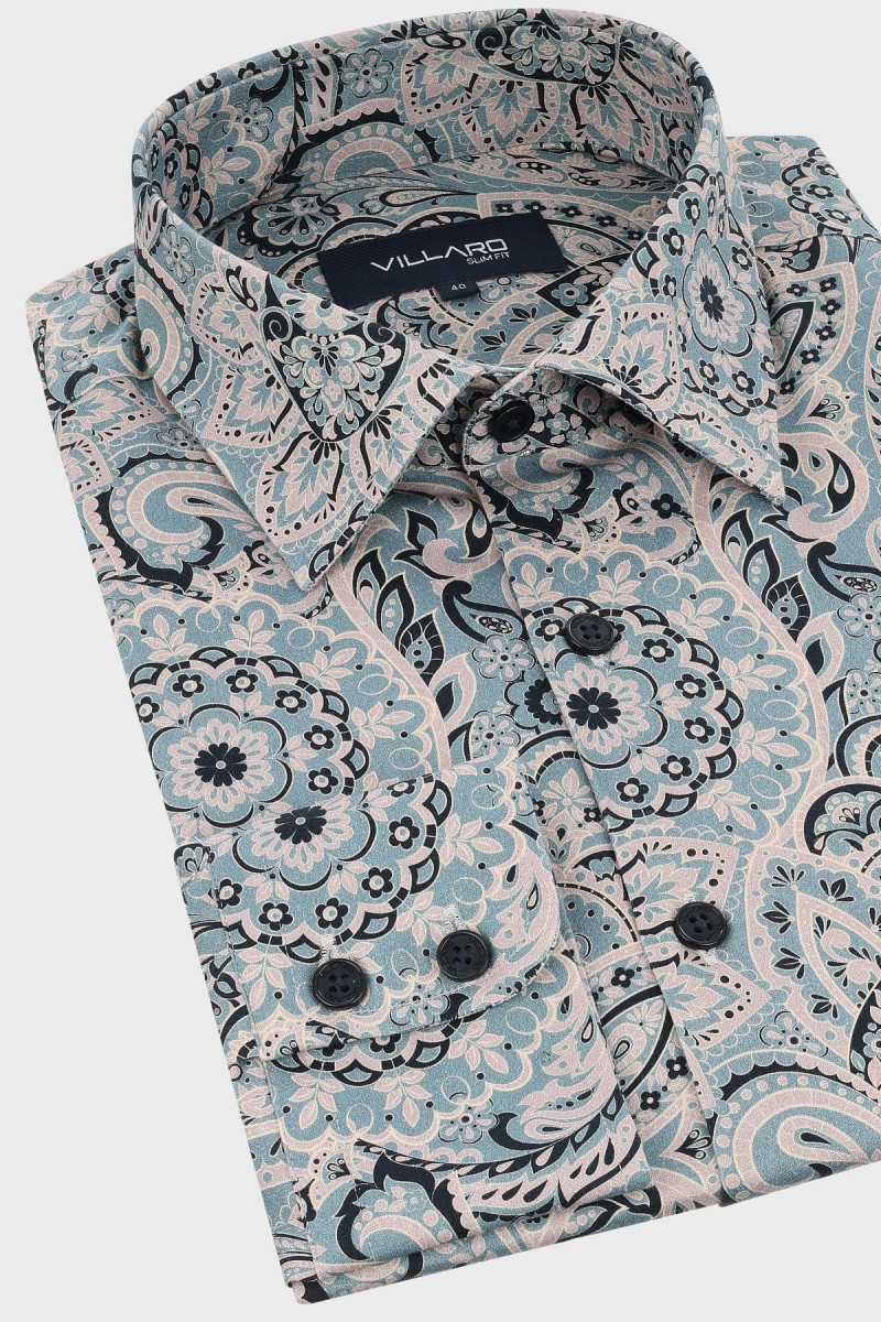 Szara koszula męska wzór | Villaro
