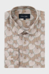 Beżowa koszula męska drukowany wzór | Villaro