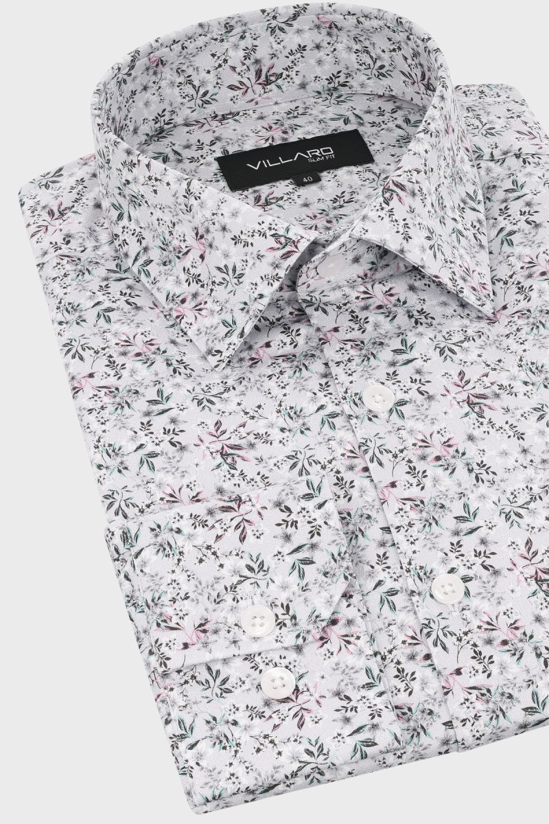 Koszula męska z motywem roślinnym | Villaro