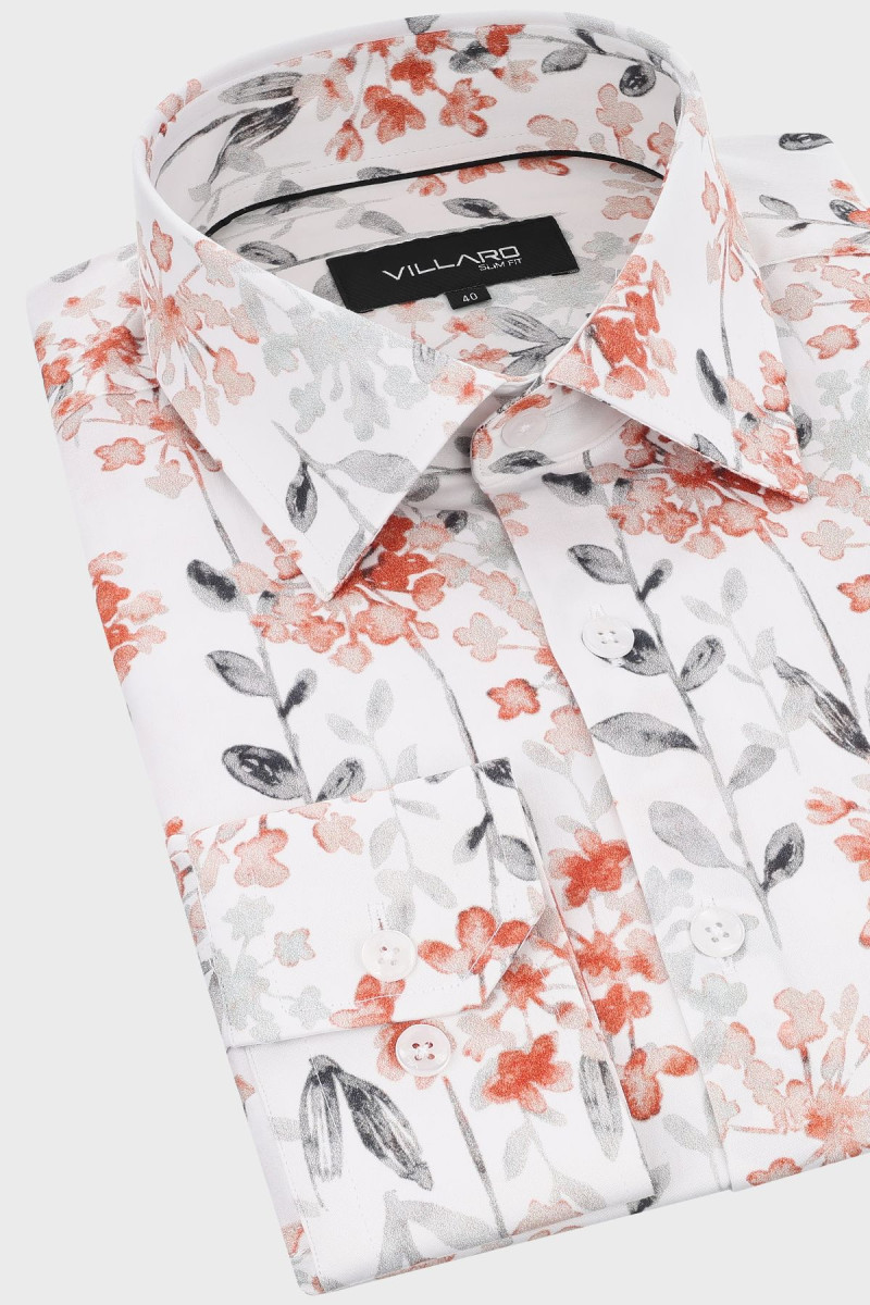 Koszula męska motyw roślinny | Villaro