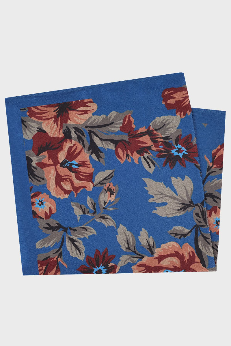 Granatowa poszetka męska wzór kwiaty | Villaro