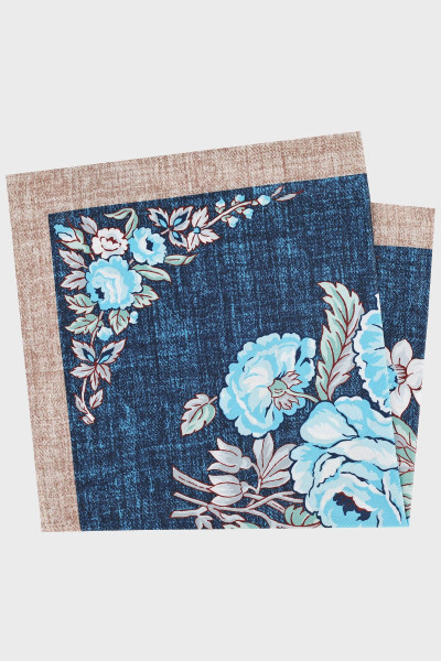 Granatowa poszetka męska wzór kwiatowy | Villaro