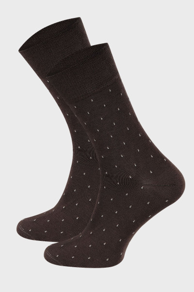 Brązowe skarpety męskie wzór | Villaro