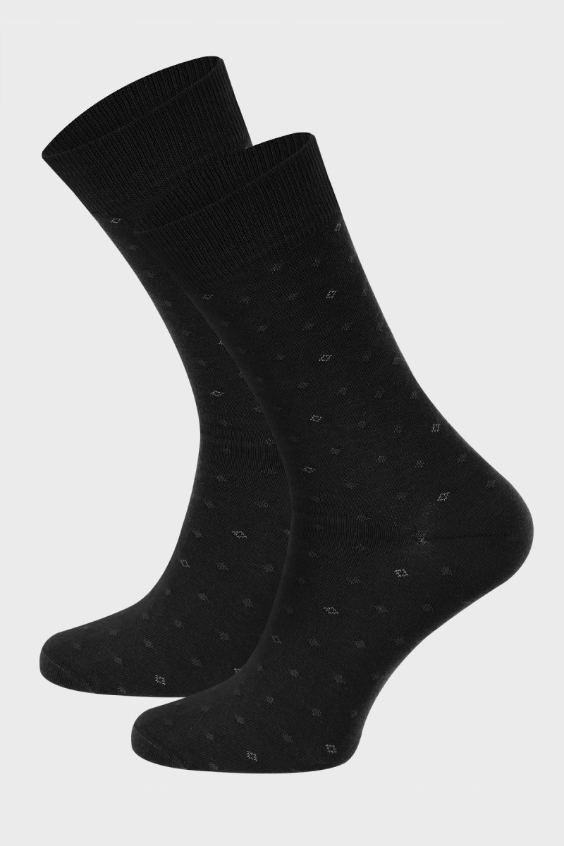 Czarne skarpety męskie wzór geometryczny | Villaro