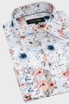 Koszula męska motyw kwiatowy różowo-biała | Villaro