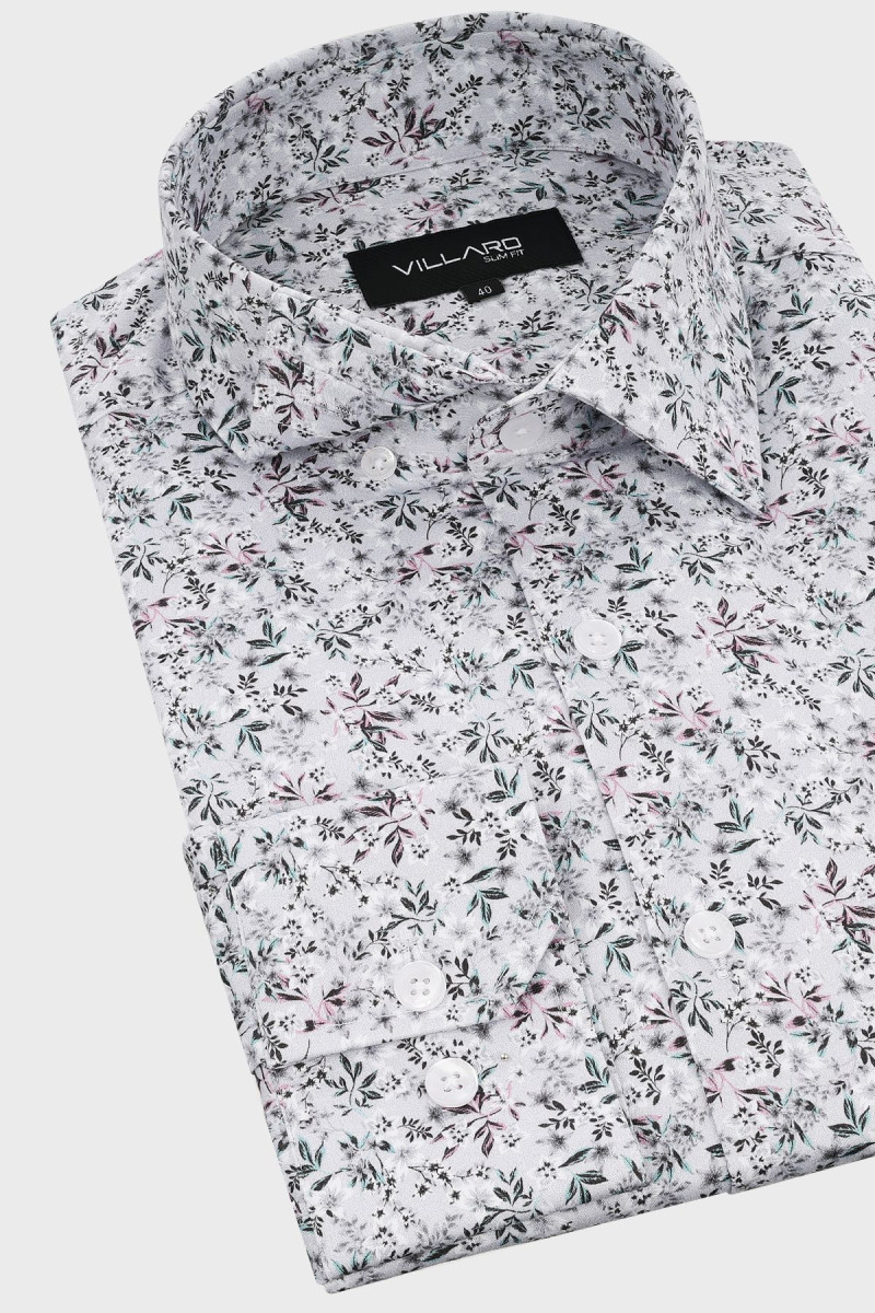Koszula męska z motywem roślinnym | Villaro