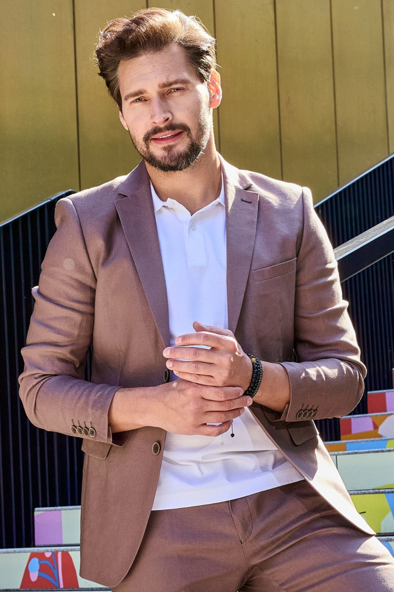 Brązowa marynarka męska len | Villaro